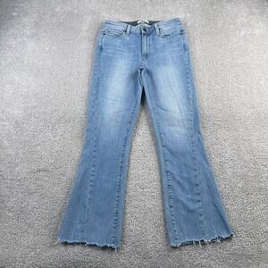 Paige Jeans Womens 27 Blue Colette Crop Flare Mid Rise Stretch Denim Fray Hem‎